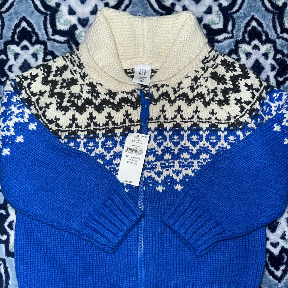 GAP Infant Blue and Cream Sweater